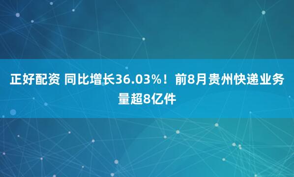 正好配资 同比增长36.03%！前8月贵州快递业务量超8亿件