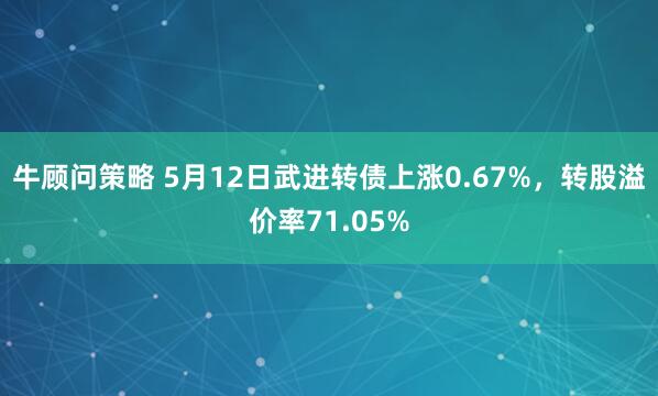牛顾问策略 5月12日武进转债上涨0.67%，转股溢价率71.05%